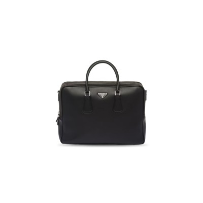 PRADA BLACK SAFFIANO LEATHER BRIEFCASE 2VE025 (39*29*12cm) 